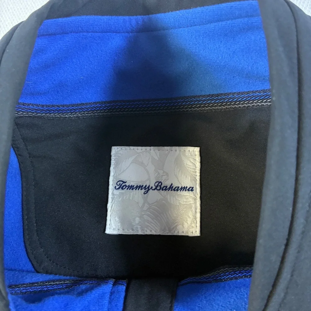 Tommy‎ Bahama Jacket Mens XL Black Blue Fleece Lined Softshell Full Zip